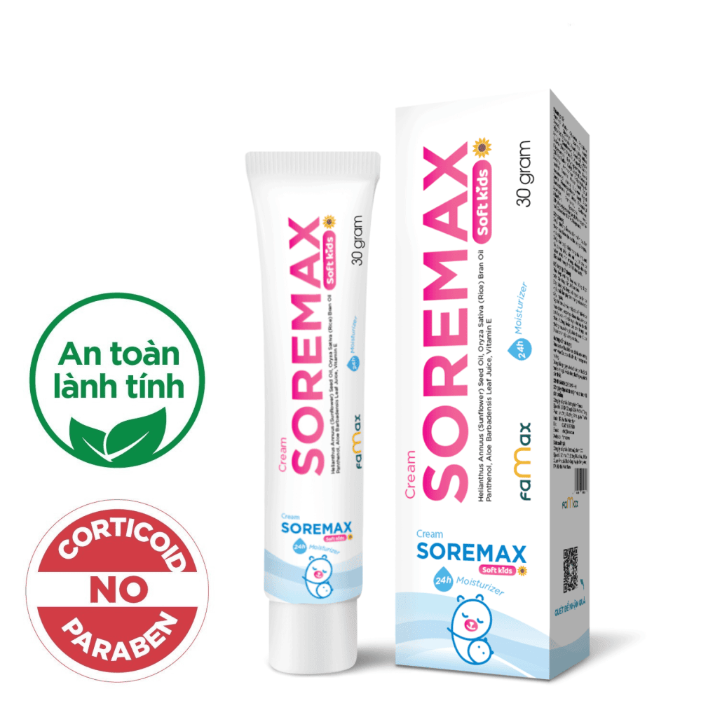 Kem dưỡng ẩm Soremax Soft Kids giúp làn da bé luôn mịn màng