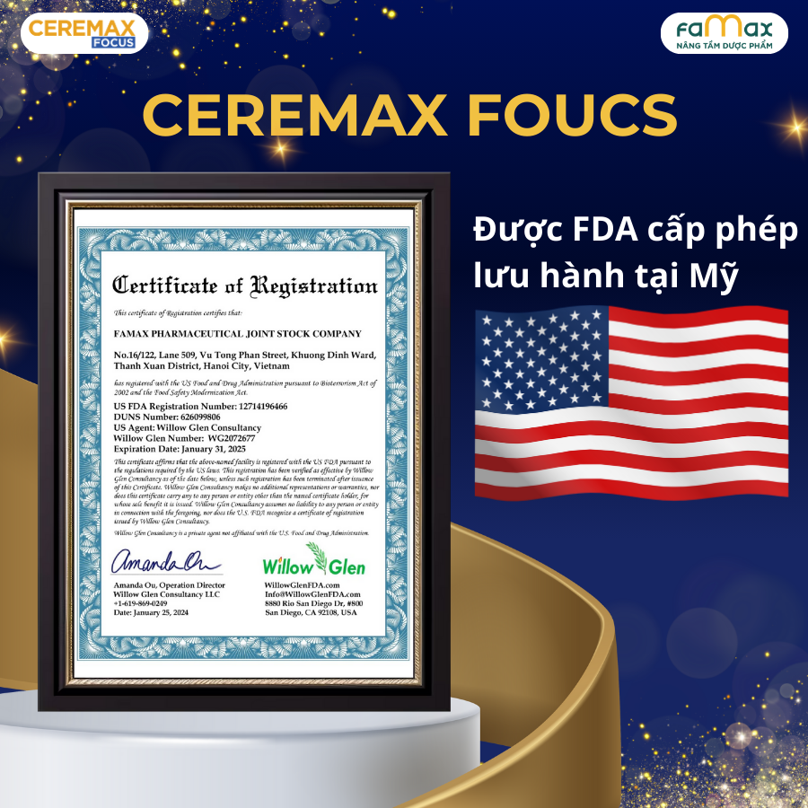 Ceremax Focus Duoc Fda Hoa Ky Cap Phep Luu Hanh San Pham Tai My